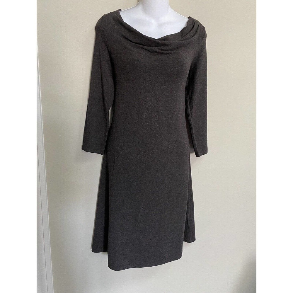 EILEEN FISHER Viscose-Jersey‎ Three-Quarter-Sleeve Cowl-Neck Dress~XS
